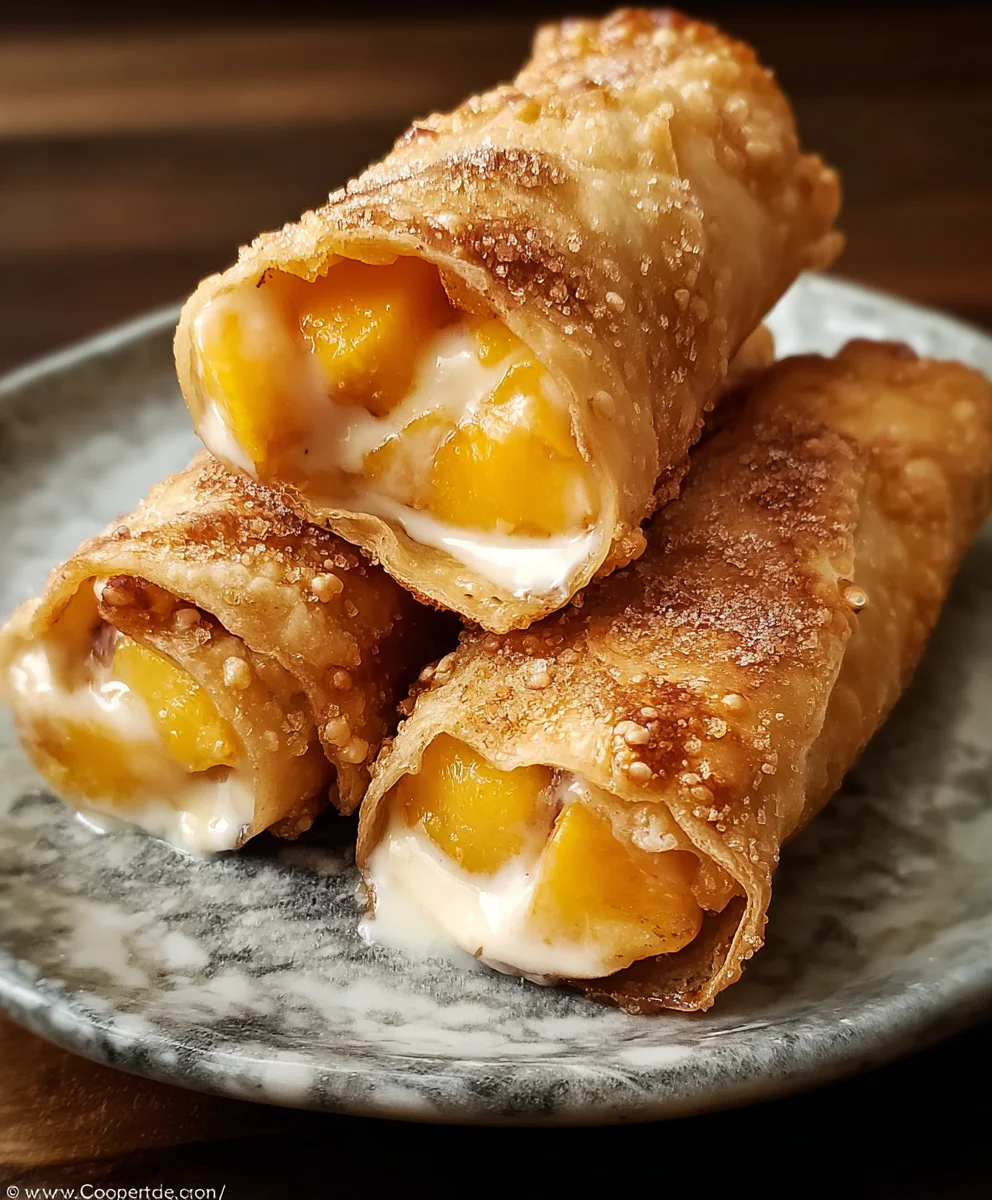Peach Cobbler Cheesecake Egg Rolls: Sweet Dessert Delight!