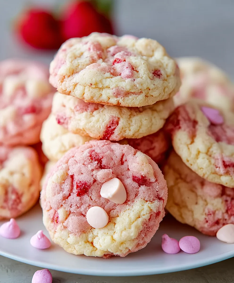 Easy Strawberry Cake Mix Cookies