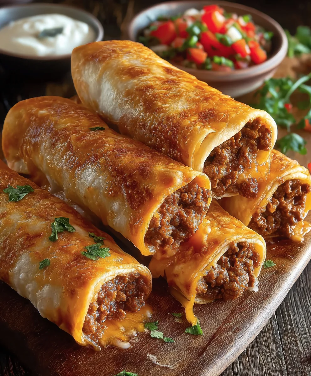 Crispy Beef Cheese Chimichangas