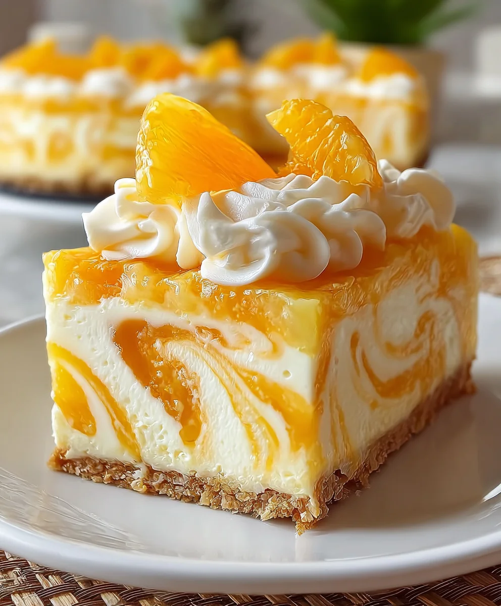 No Bake Orange Pineapple Cheesecake - Swirls of Zesty Joy!