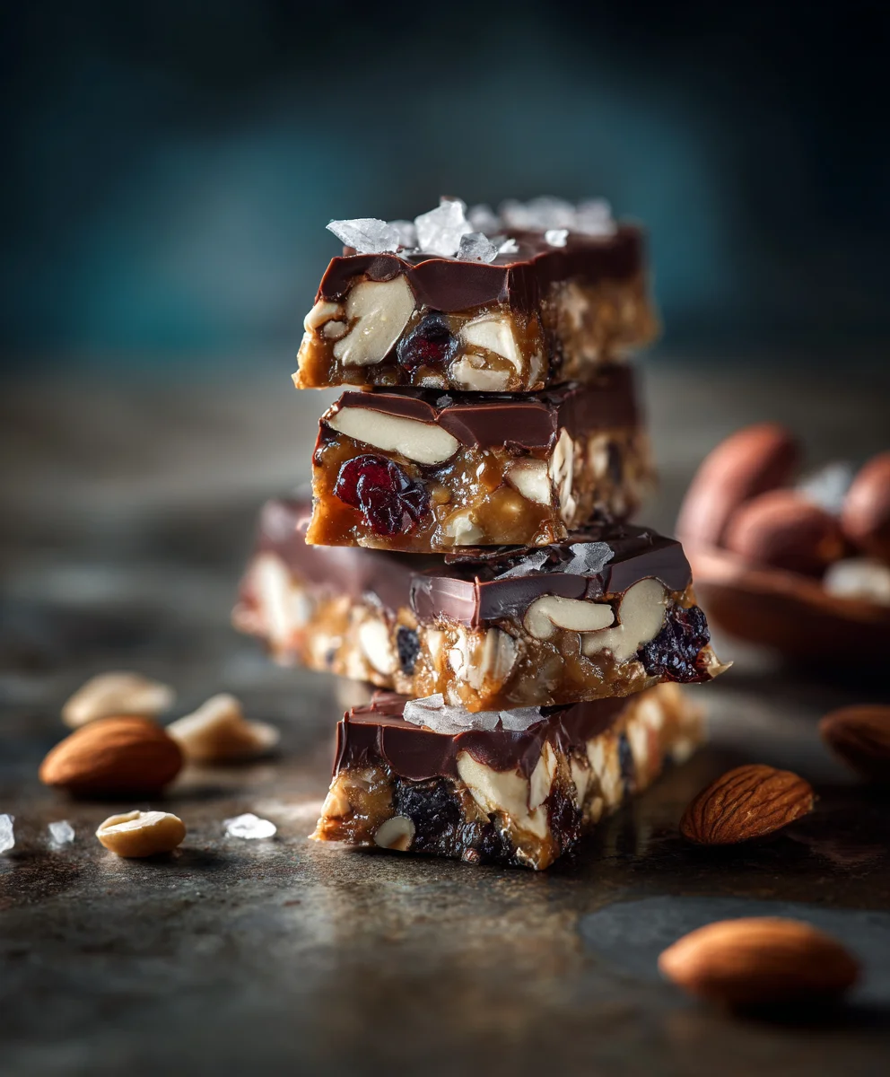 Chewy Dark Chocolate & Sea Salt Nut Bars – Perfect Snack!
