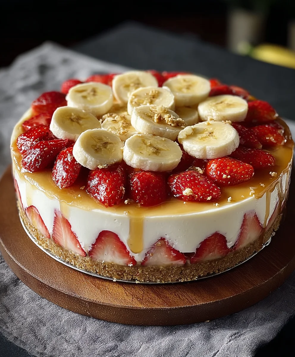 Ultimate Strawberry Banana Pudding Cheesecake Dessert