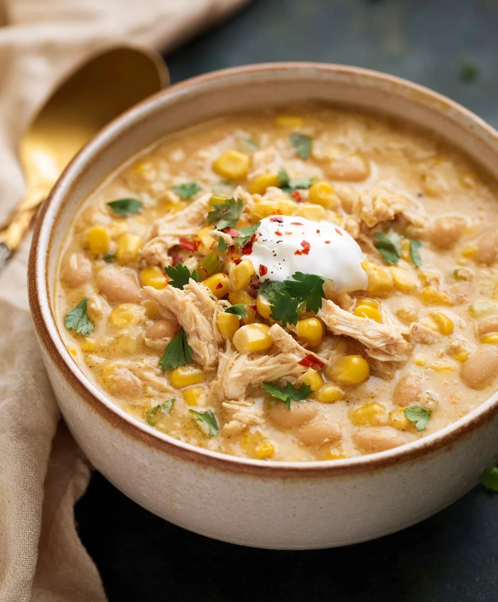 Crockpot Sweet Corn Pepper Jack White Chicken Chili