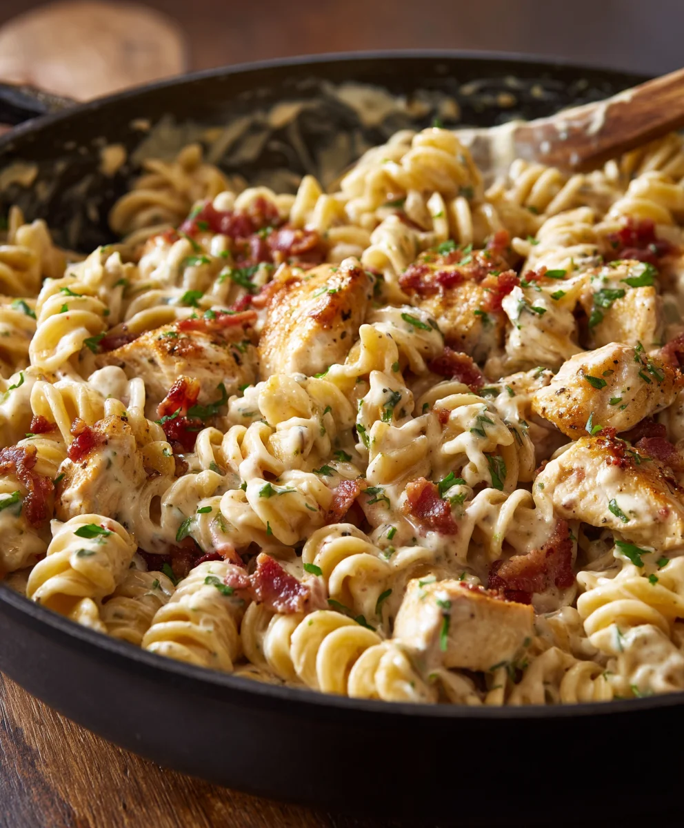 Creamy Chicken Beef Bacon Ranch Pasta – Easy Dinner!