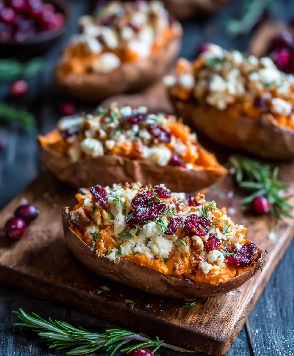 Easy Cranberry Apple Twice Baked Sweet Potatoes