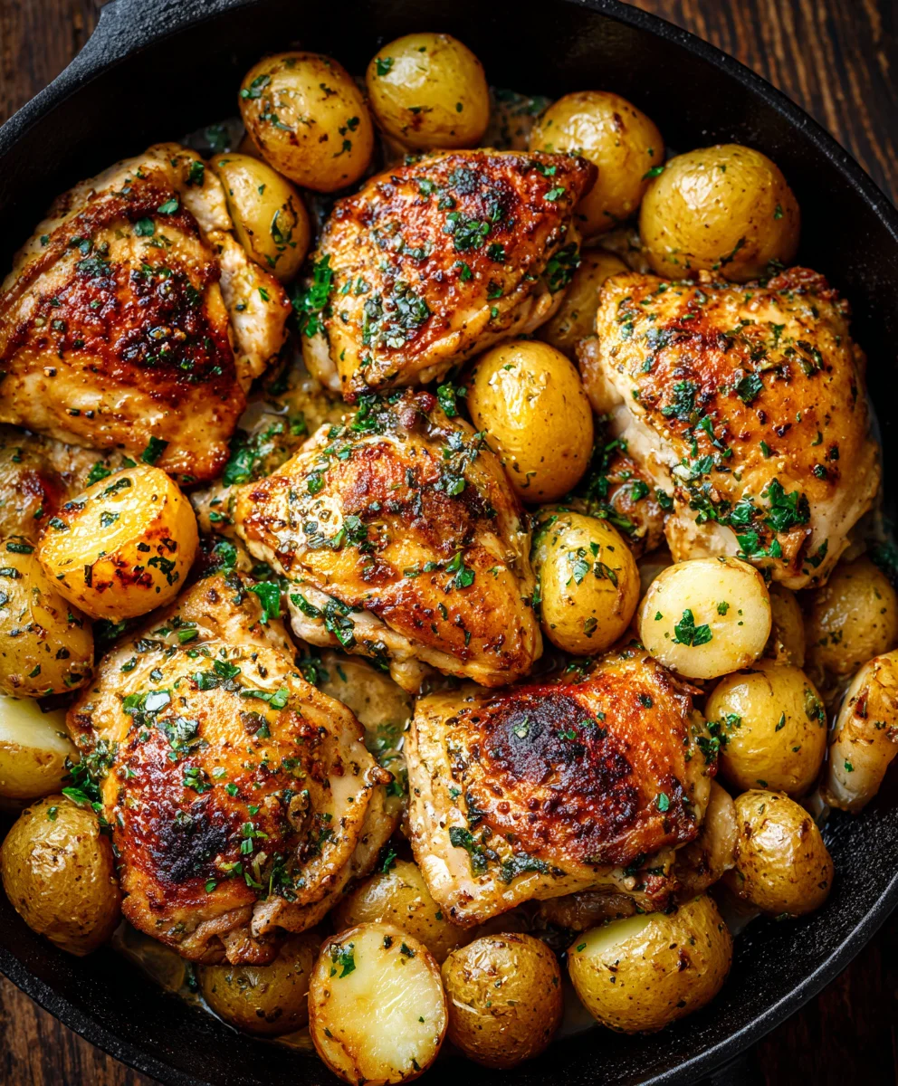 Flavorful Garlic Butter Chicken & Potatoes Skillet Recipe!