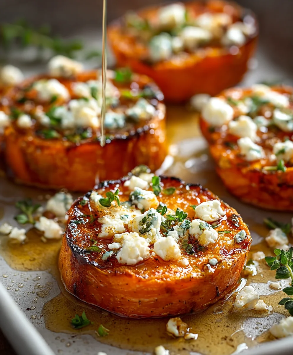 Roasted Sweet Potato Rounds With Honey Feta