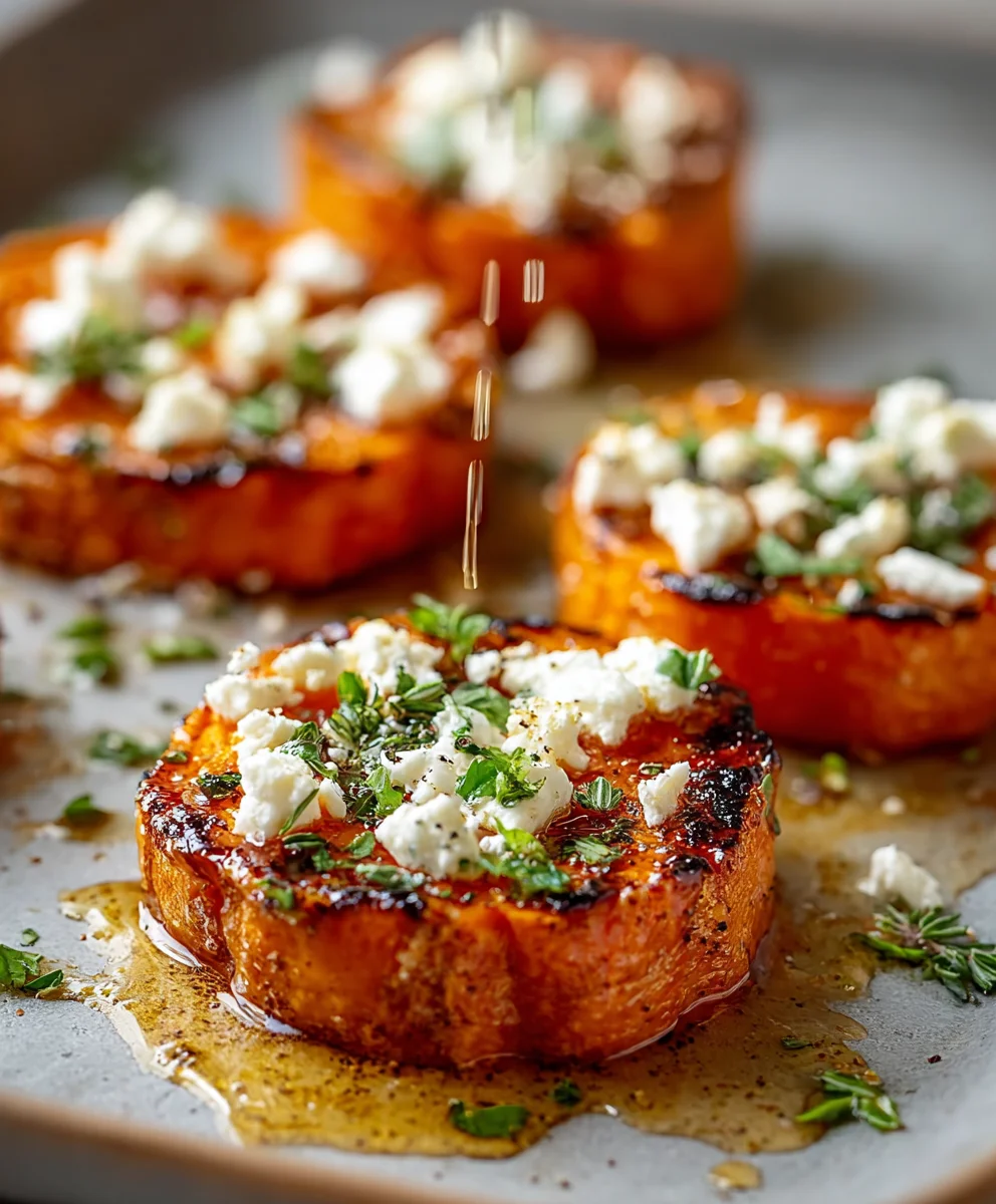 Delicious Roasted Sweet Potato Rounds with Honey Feta
