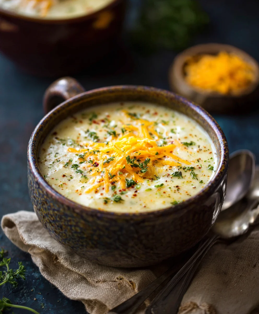 Hearty Cheddar Garlic Herb Potato Soup Recipe