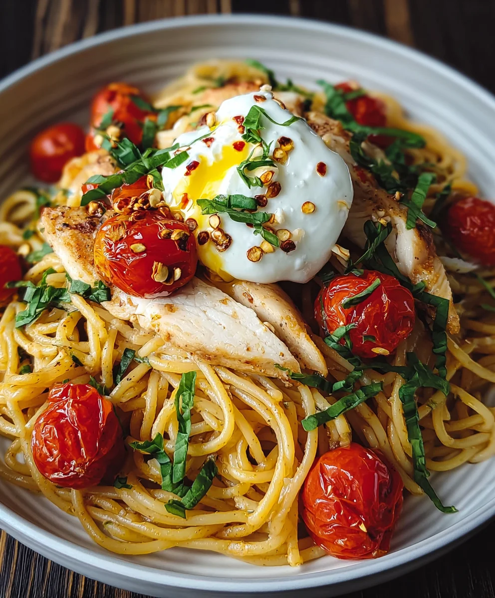 Indulge in Chicken Spaghetti with Melty Burrata