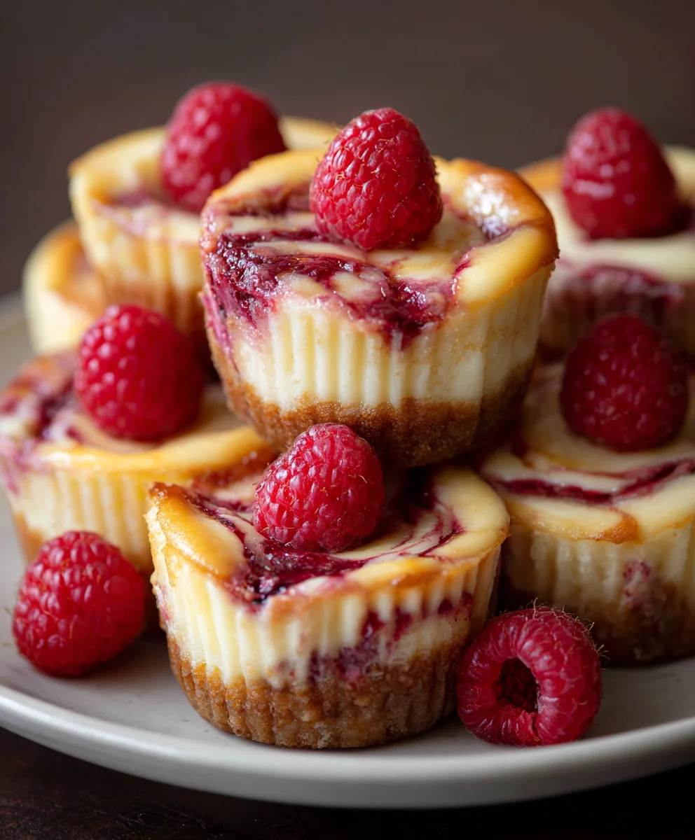 Easy Raspberry Swirl Cheesecake Bites: Sweet & Creamy