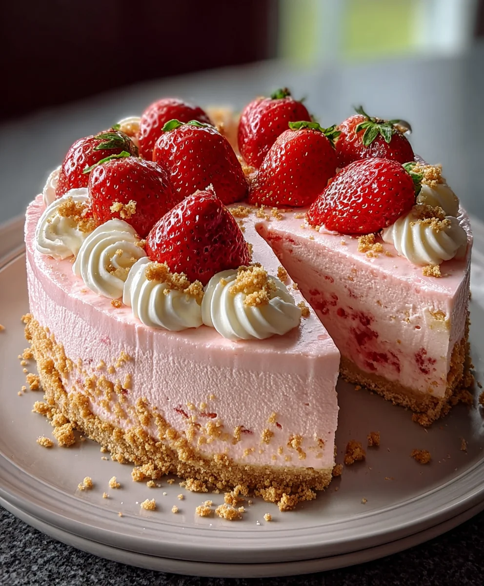 Pink Strawberry Crunch Cheesecake
