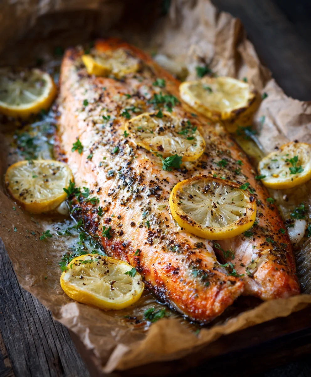 Baked Rainbow Trout with Lemon Pepper & Garlic - Delicious!