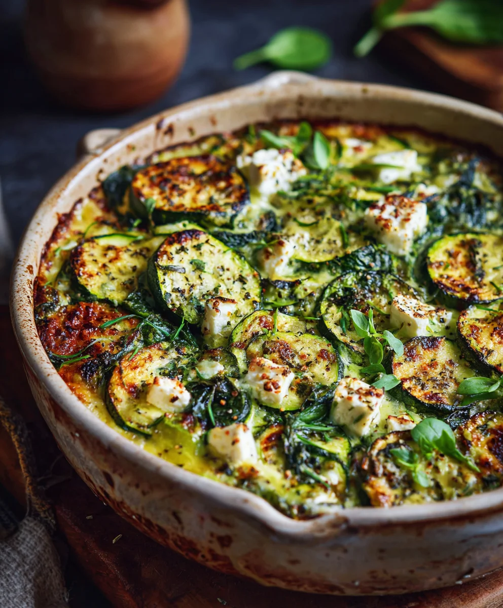 Healthy Baked Zucchini Spinach Feta Casserole Recipe