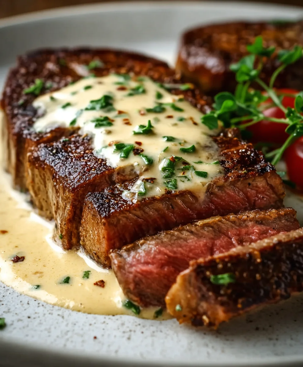 Juicy Beef Steak with Creamy Garlic Sauce