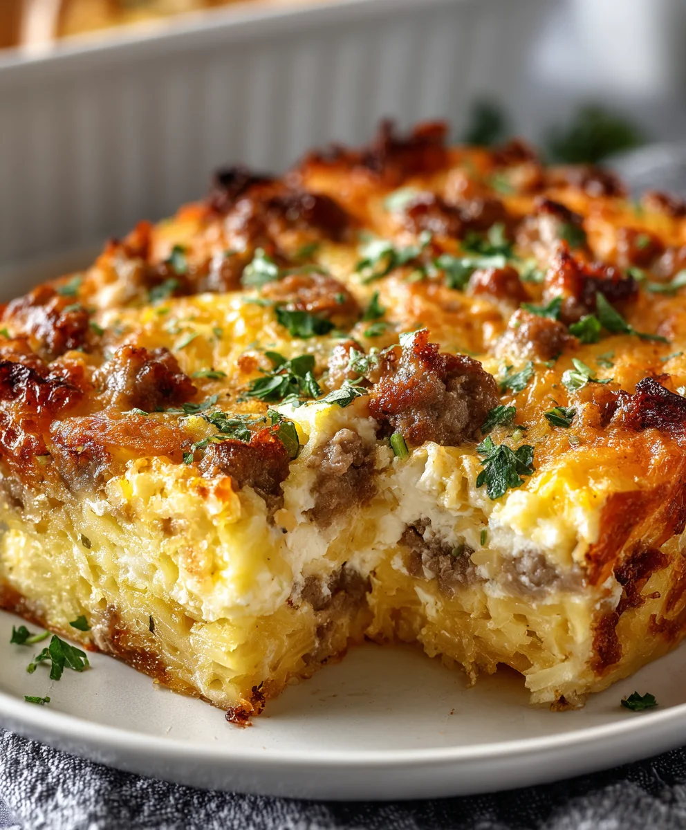 Beef Egg Cream Cheese Hash Brown Casserole Recipe