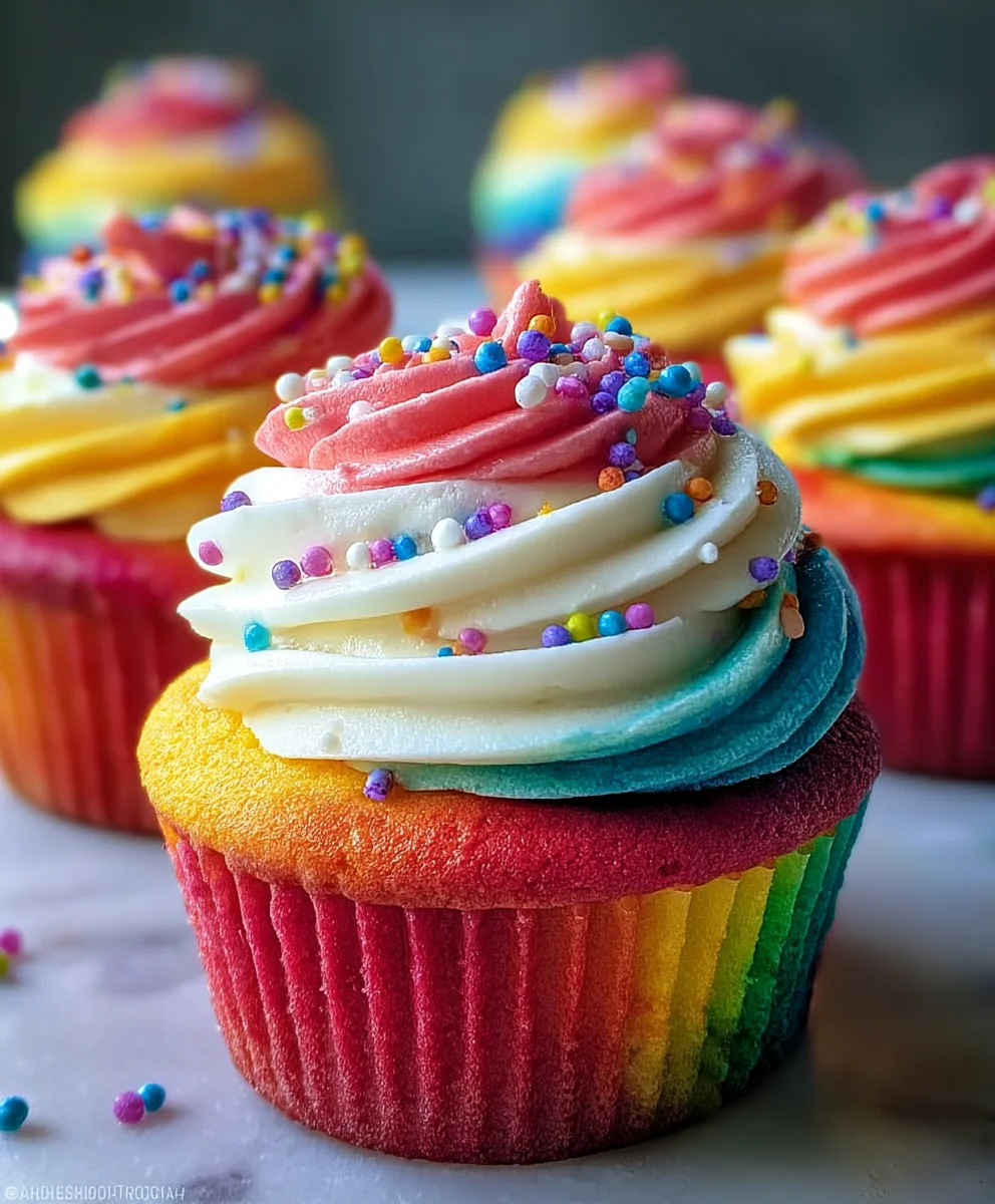 Vibrant Rainbow Cupcakes-Easy Festive Treat