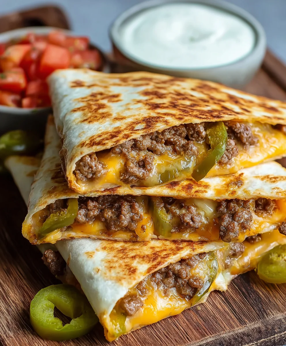 Cheeseburger Quesadilla-Easy Beef & Cheese Fiesta