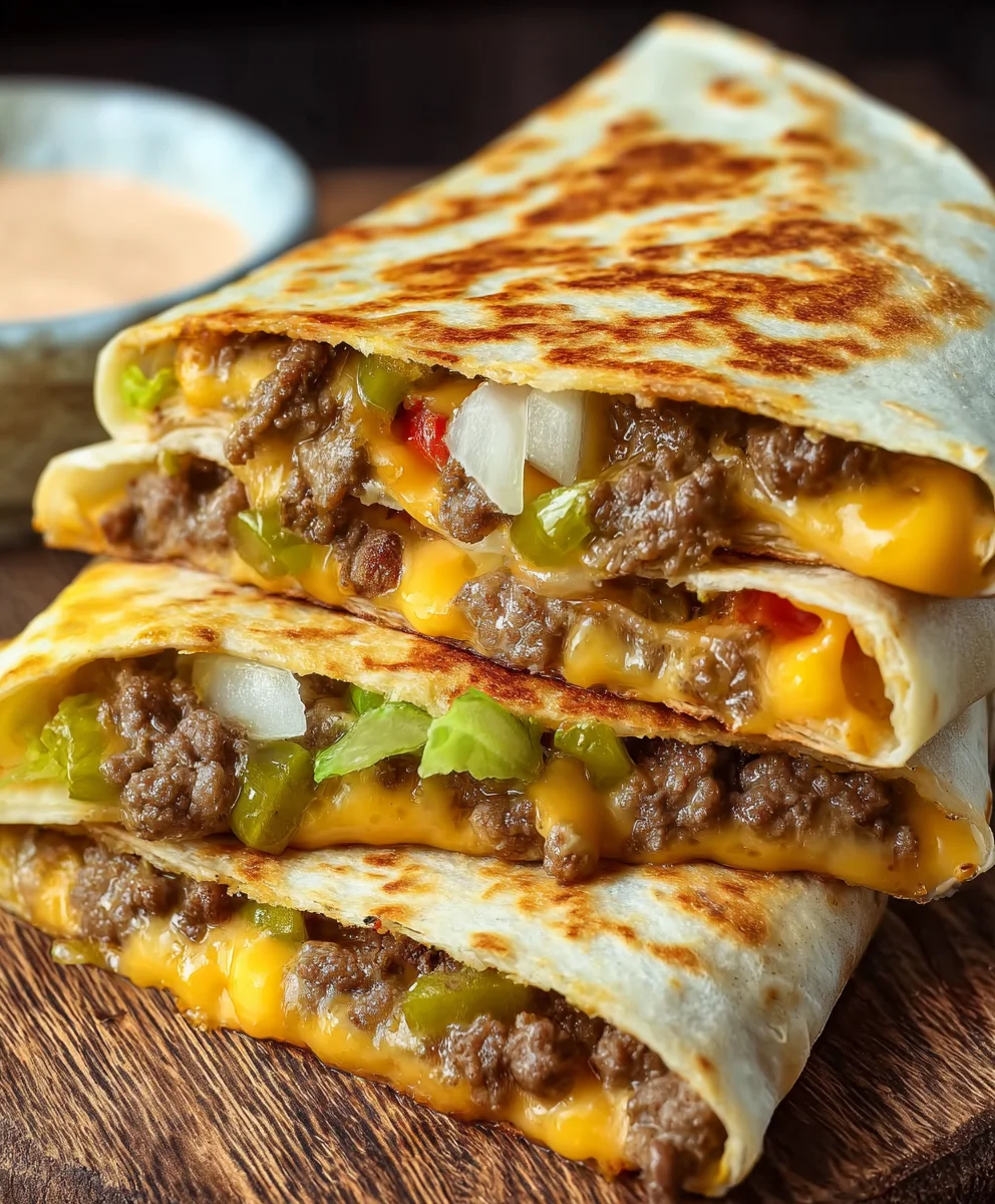 Cheeseburger Quesadilla-Easy Beef & Cheese Fiesta