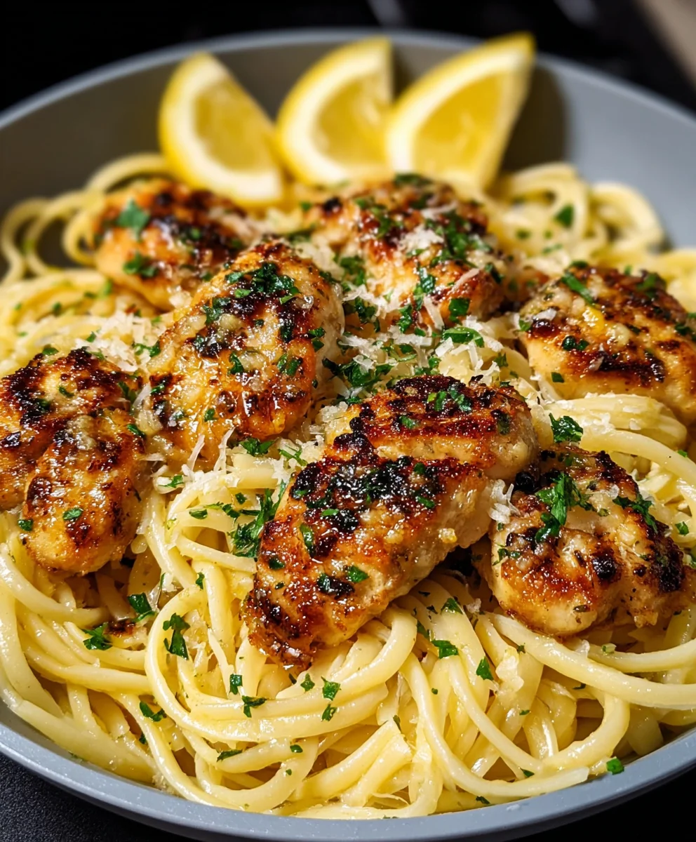Lemon Garlic Butter Chicken Parm Linguine Recipe