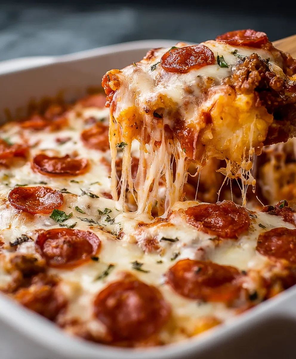 Easy Bubble Up Pizza Casserole- Beef & Cheese