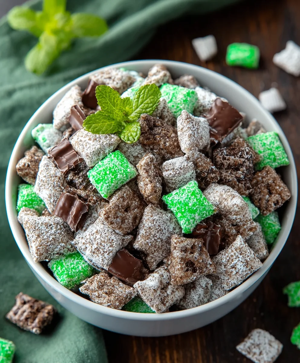 Mint Chocolate Muddy Buddy - Easy Treat Recipe