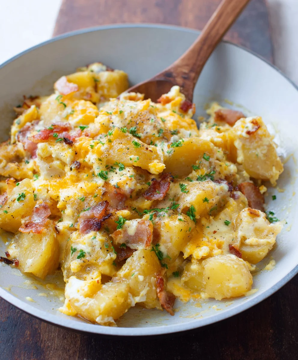 Cheesy Potato Egg Scramble - Quick Delicious Breakfast