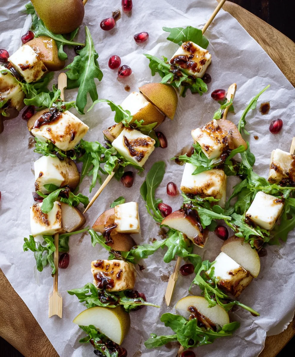 Pear Brie Salad Skewers