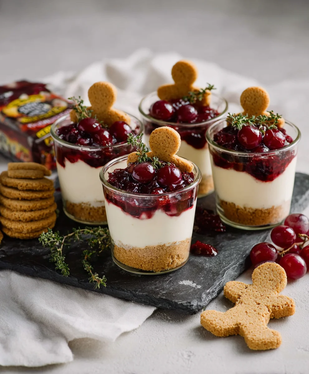 No-Bake White Chocolate Cheesecake Mulled Grape Topping