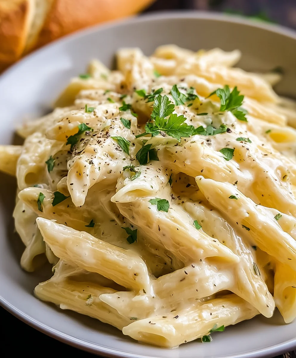Easy Creamy Garlic Penne-Quick Weeknight Dinner