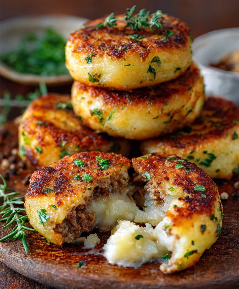 Easy Beef Stuffed Potato Cakes - Quick & Delicious