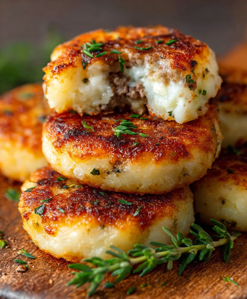 Easy Beef Stuffed Potato Cakes - Quick & Delicious