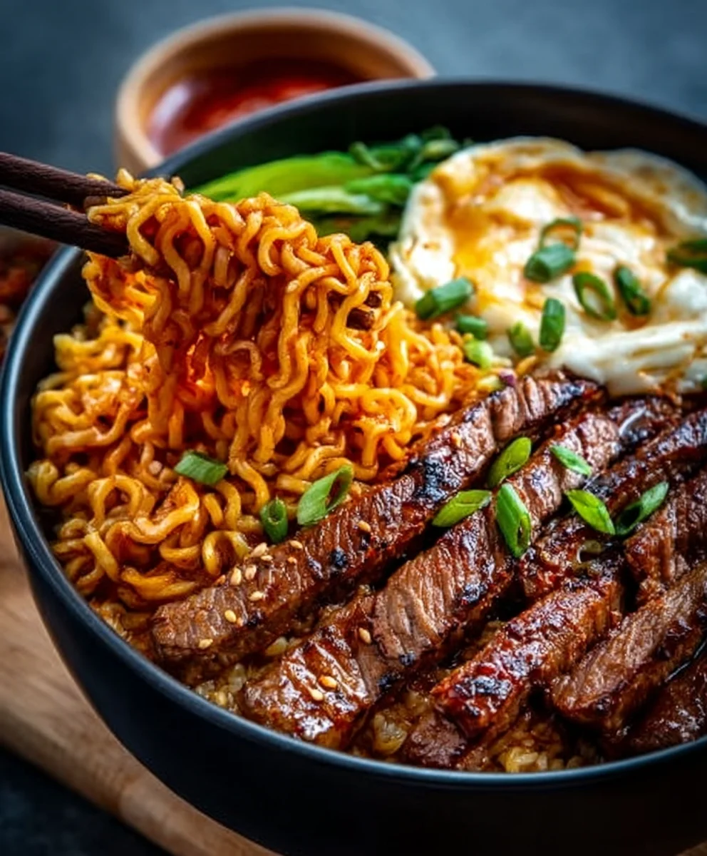 Spicy Korean Ramen Beef Creamy Sauce Recipe