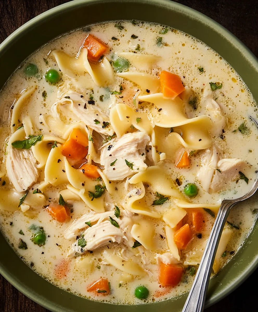 Creamy Chicken Noodle Soup-Easy Comfort Food Recipe