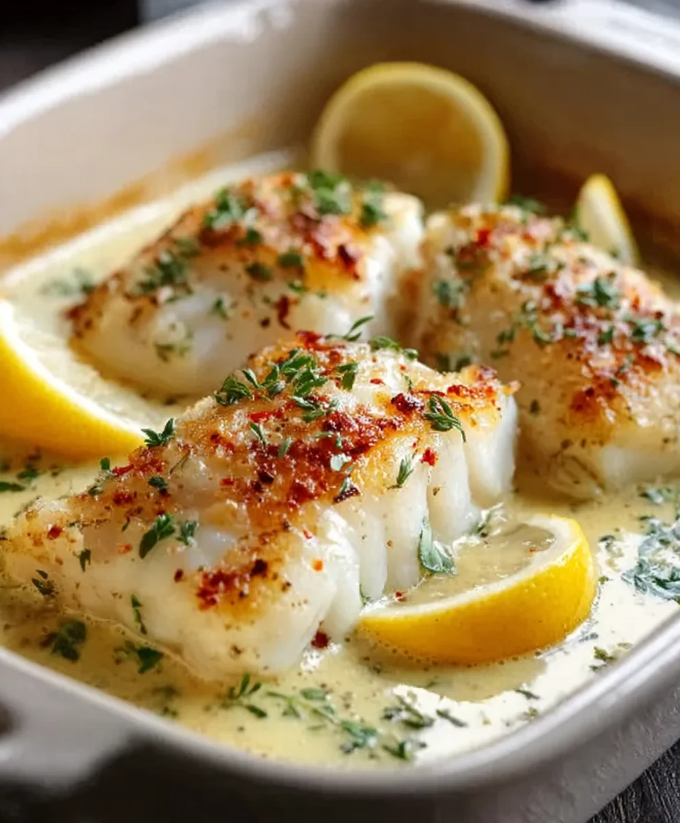 Baked Cod Coconut Lemon Cream Sauce