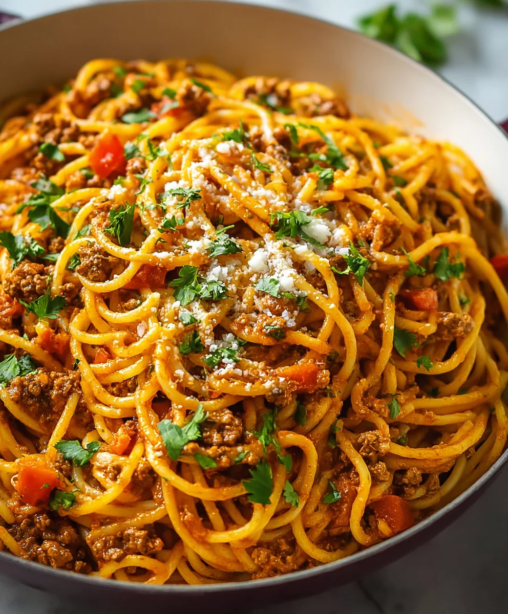 Easy Taco Spaghetti-ground beef recipe