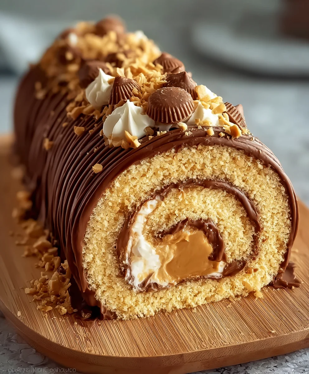Easy Peanut Butter Roll Cake Recipe-Decadent Treat