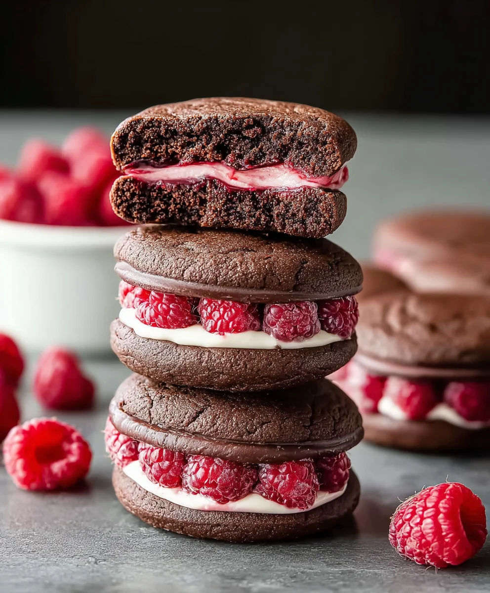 Chocolate Raspberry Cookie Sandwiches-Decadent Homemade Treat