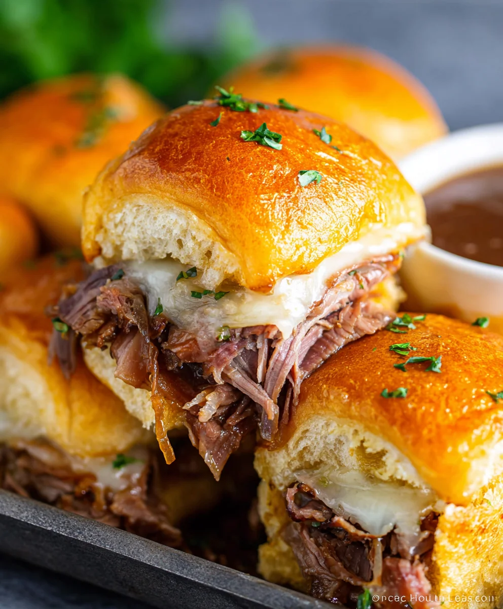 Juicy Beef French Dip Sliders-Easy Appetizer
