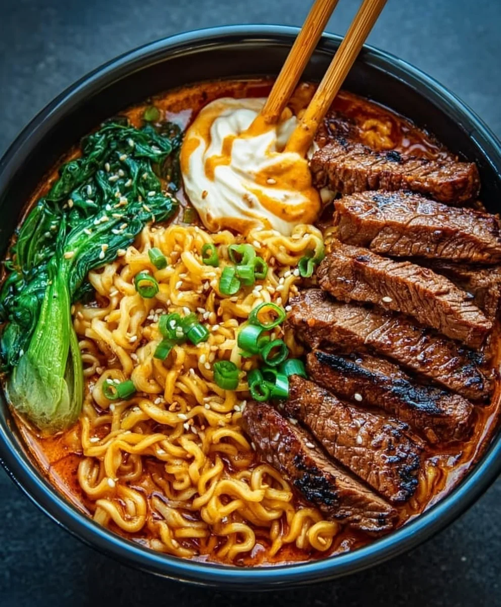 Spicy Korean Ramen Beef Creamy Sauce Recipe