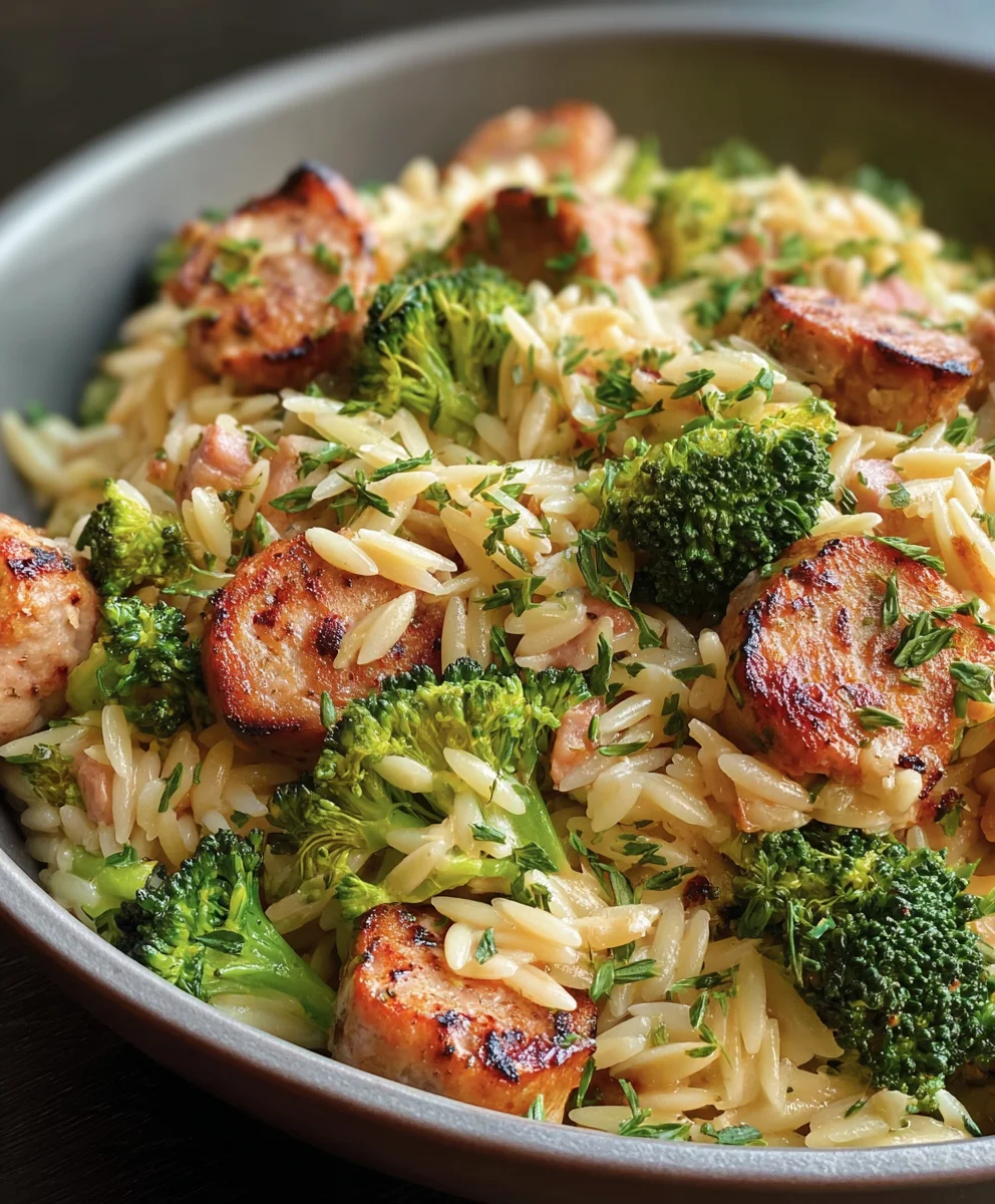 Chicken Sausage Broccoli Orzo - Easy Weeknight Dinner