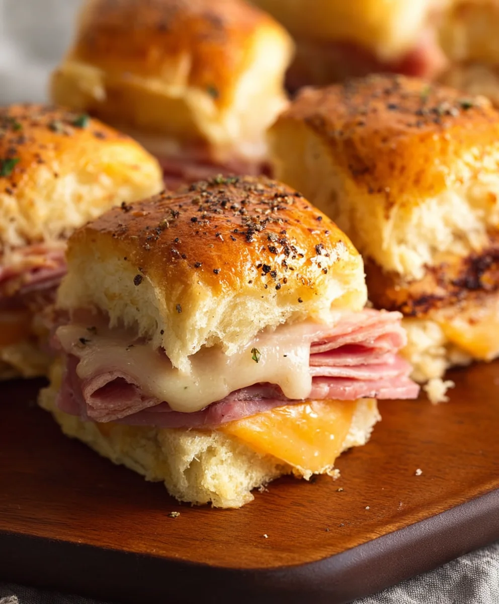 Baked Beef Ham Cheese Sliders- Easy Appetizer