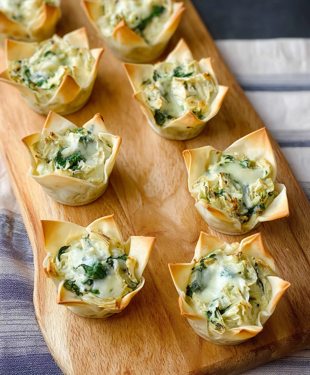 Spinach Artichoke Wonton Cups Easy Appetizer Recipe