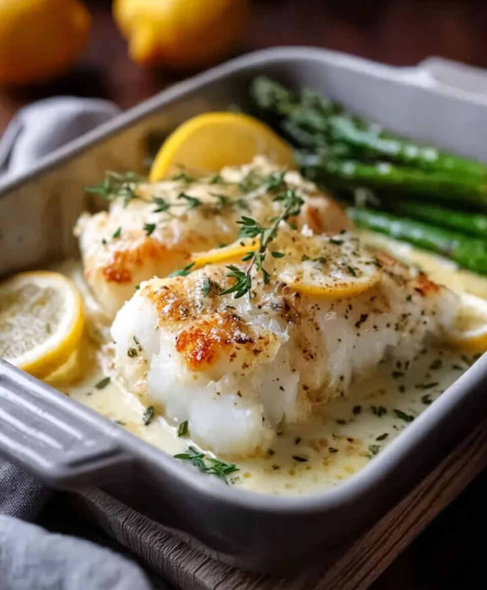 Baked Cod Coconut Lemon Cream Sauce