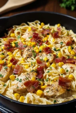 Creamy Chicken and Corn Pasta with Beef Beef Bacon