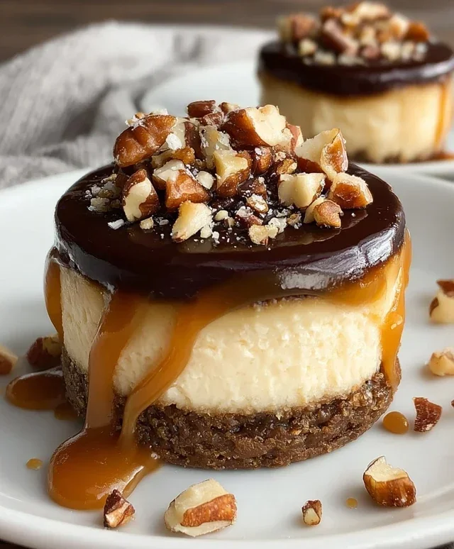 No Bake Turtle Mini Cheesecakes