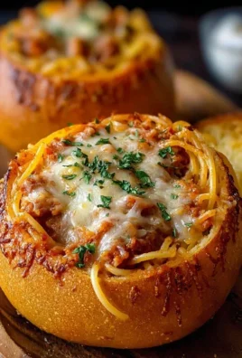 Spaghetti Garlic Bread Bowls