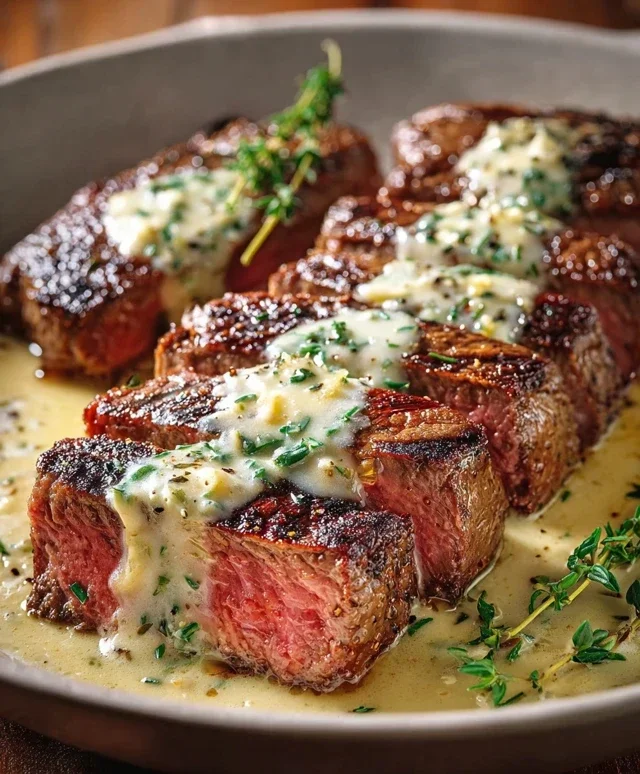 Garlic Butter Steak With Parmesan Cream Sauce