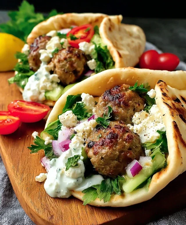 Greek Meatball Pitas