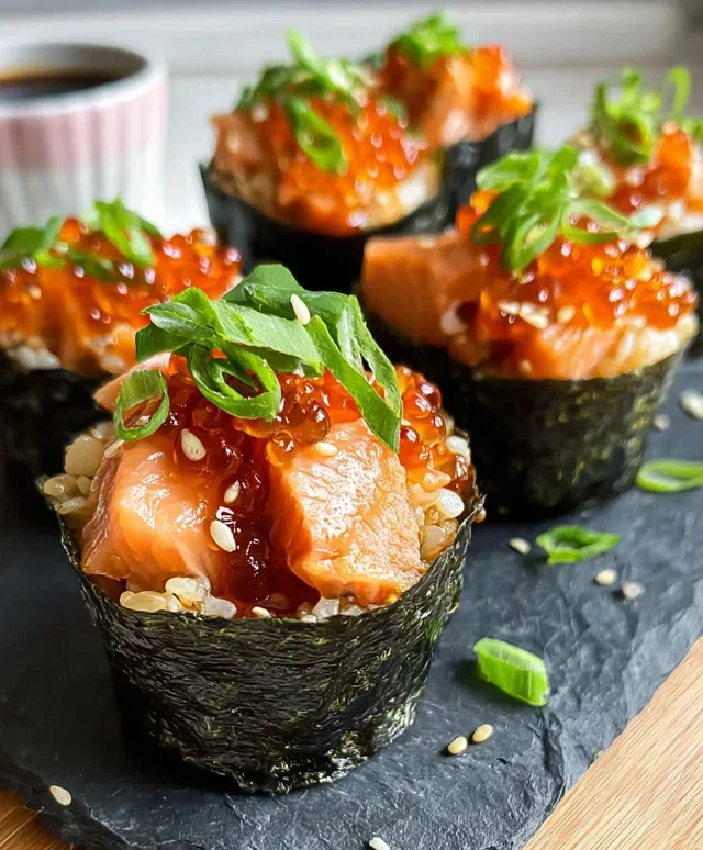 Spicy Salmon Sushi Cups